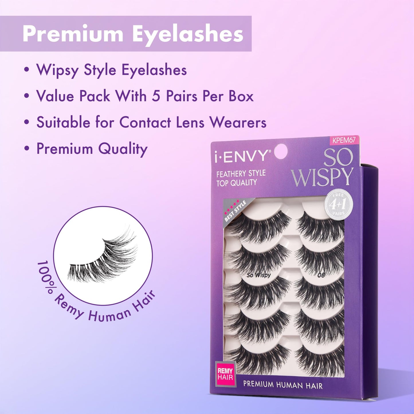 i-ENVY 5 Pairs So Wispy False Lashes, Premium Quality 100% Human Hair, Fluffy Feathered Eyelashes With Volume & Curl, Natural Look, Lightweight Beauty & Personal Care i•ENVY