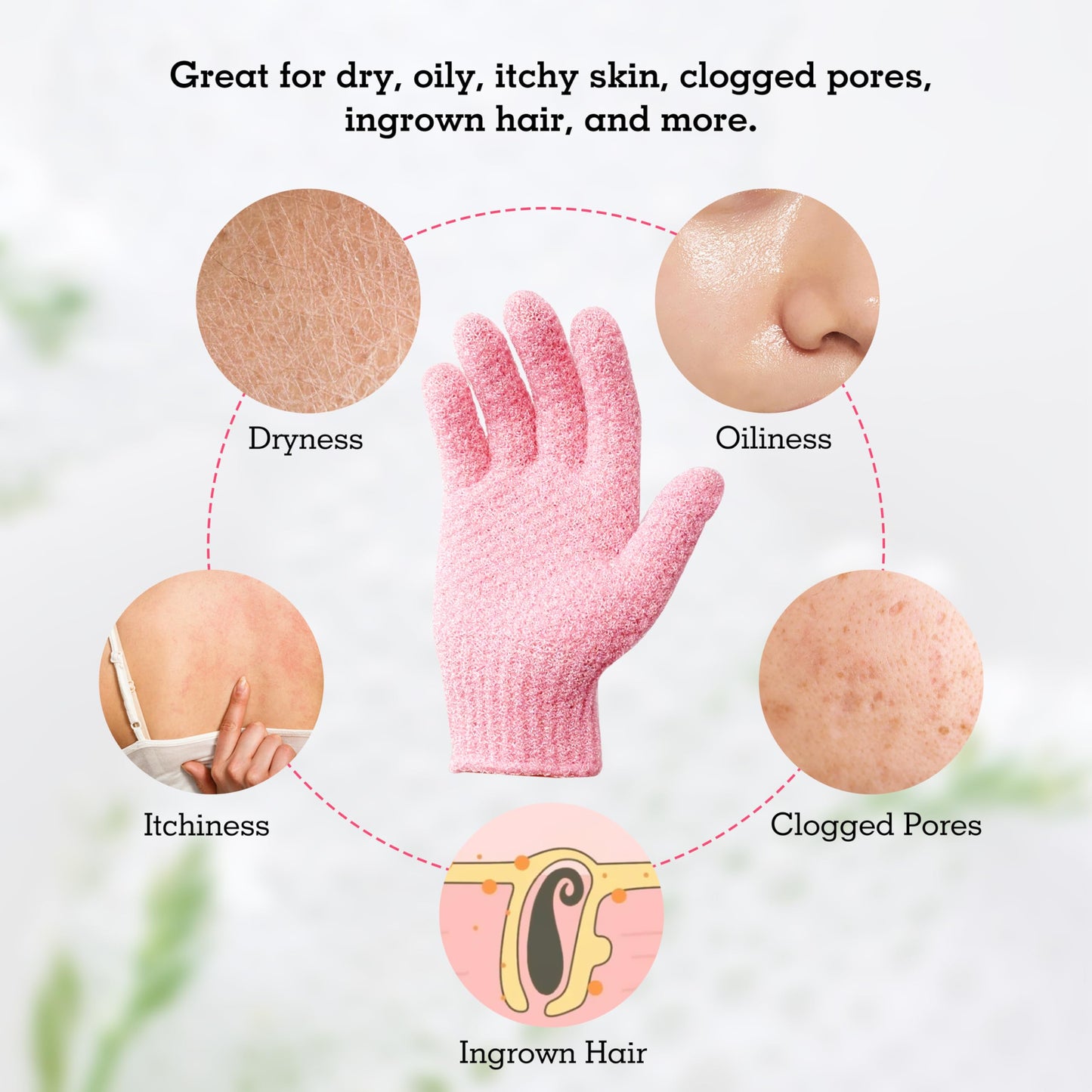 Evridwear Exfoliating Glove Shower Gloves Exfoliate Dead Skin for Dry Sensitive Skin No Irritation with Hanging Loop (Pink Moderate Exfoliation) Beauty & Personal Care Evridwear
