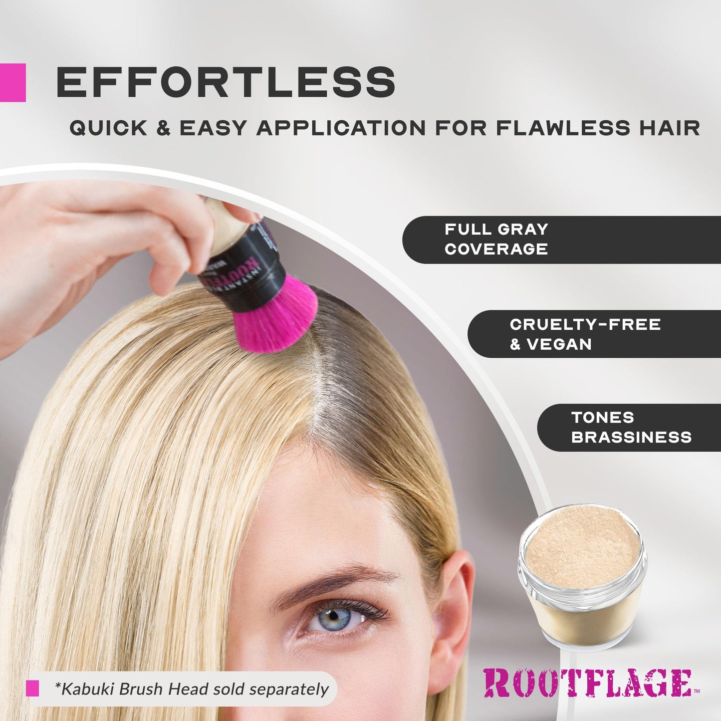 Rootflage Instant Blonde Hair Touch Up Powder - Temporary Color, Root Concealer, Thinning Hair Powder with Refill Jar and Brush (02 Cool Blonde) Beauty & Personal Care Rootflage