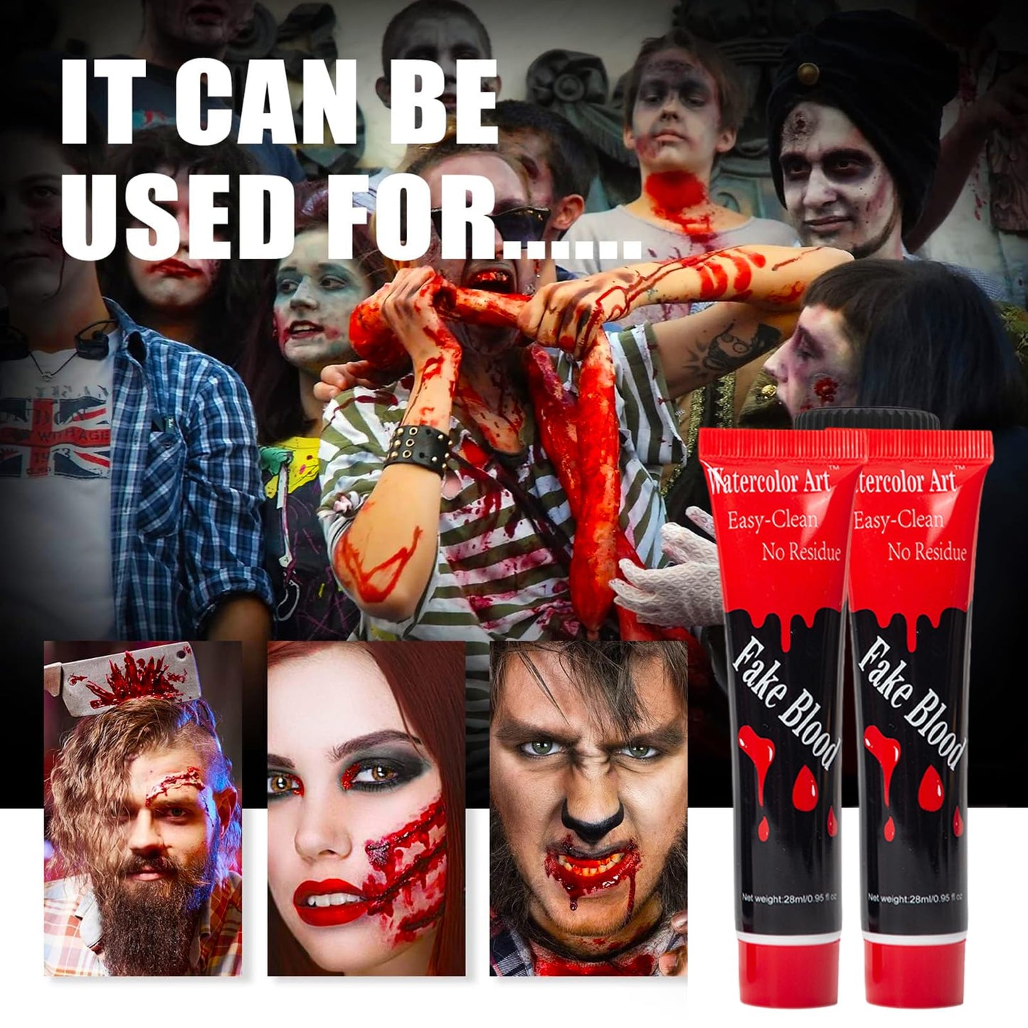 Funny Halloween Artificial Fake Blood, Cosplay Prop, Halloween Simulation Plasma for Home, can be applied to your face, arms, or body to create Beauty & Personal Care DSOPV