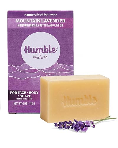 Humble Natural Bar Soap, Mountain Lavender - Cold Processed Face & Body Soap Bar with Essential Oils - Moisturizing Formula for Long-Lasting Beauty & Personal Care HUMBLE SIMPLE AND TRUE.