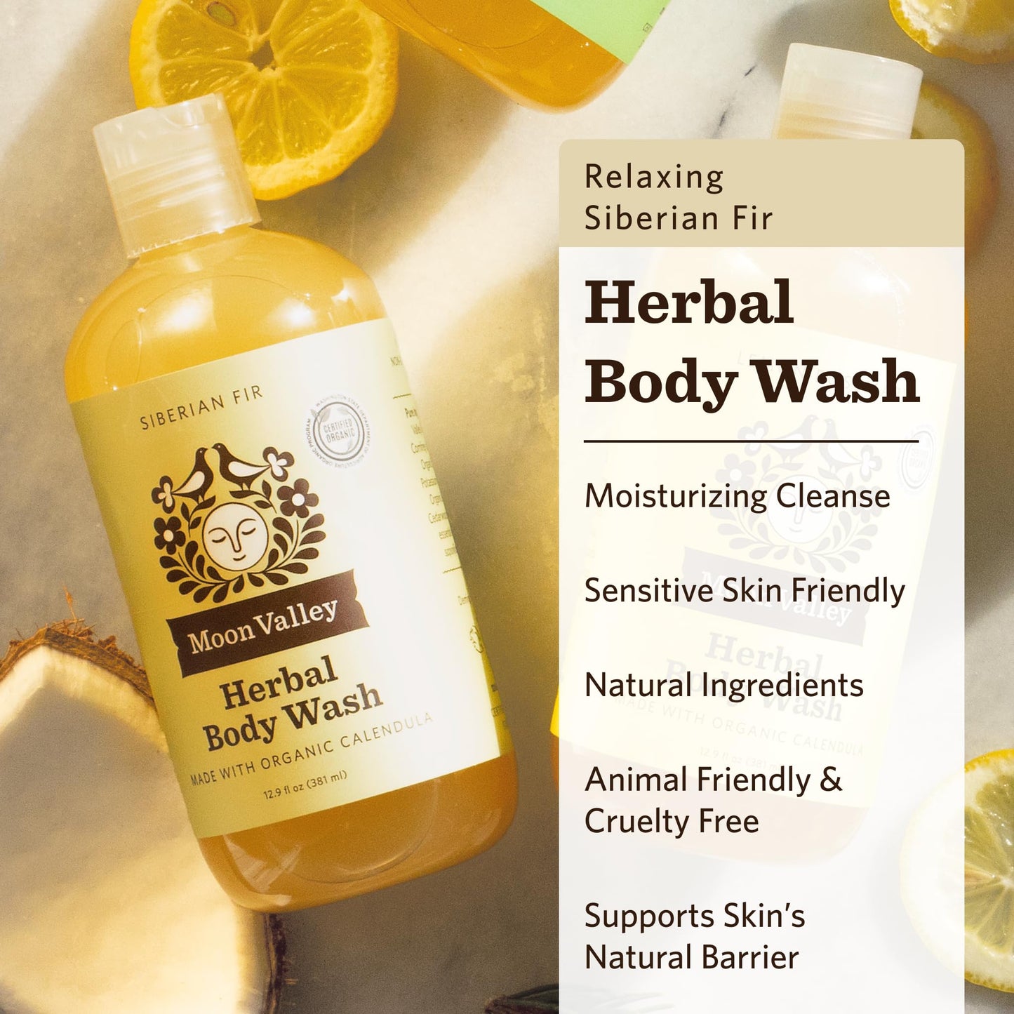 Herbal Body Wash, Siberian Fir by Moon Valley, All Natural Ingredients, No Parabens, Vegan, Moisturizing Essential Oils, Two Pack Beauty & Personal Care Moon Valley Organics