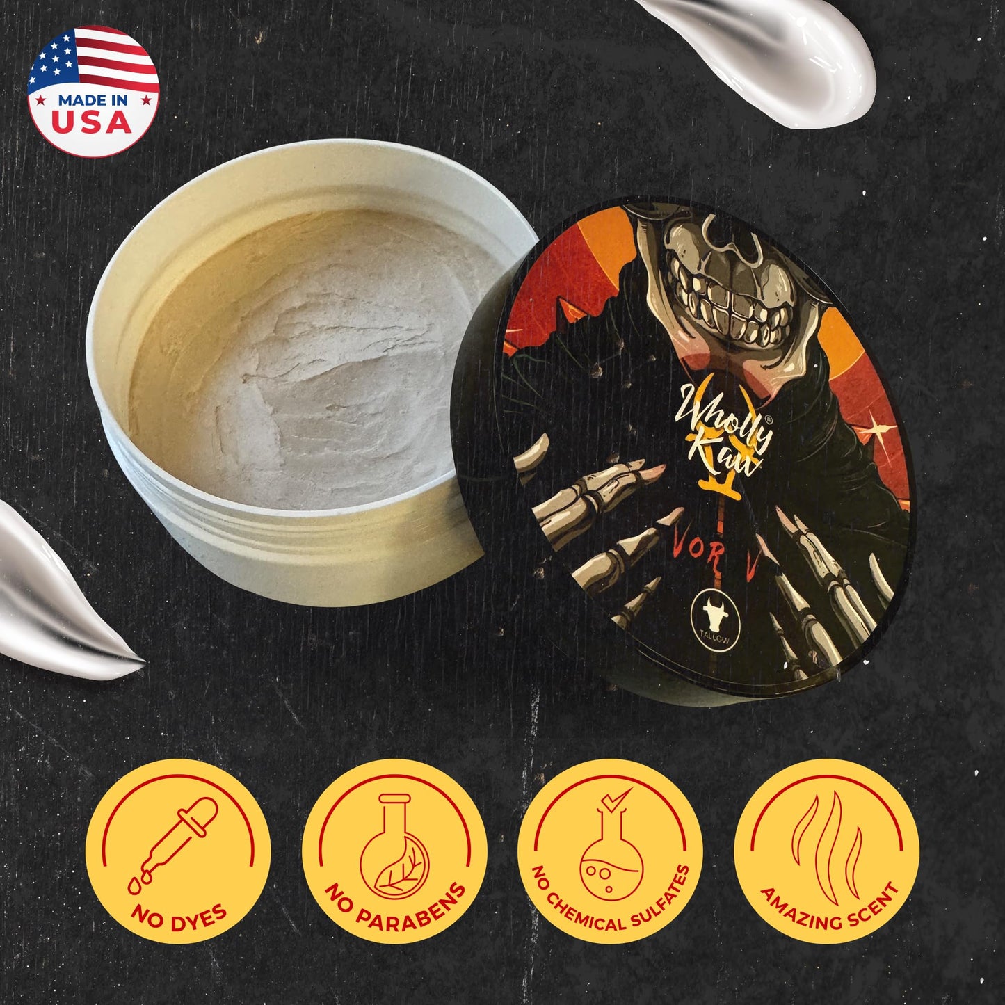 Vor V Tallow Shaving Soap. Enriched with Donkey Milk, Water Buffalo Milk, Whey Proteins, Omega 3, Omega 6, Hops Extract. Scent of Leather, Raspberry Beauty and Personal Care Wholly Kaw