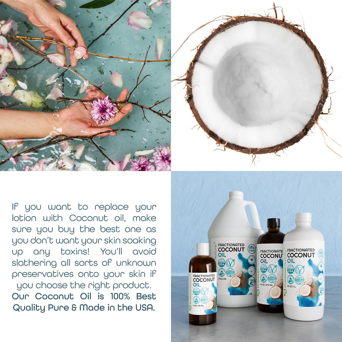 Fractionated Coconut Oil for Skin Moisturizer with Pump Massage Oils Best Carrier for Essential Oils Mixing Body OUL for Dry Skin Moisturizer Natural Beauty & Personal Care Premium Nature