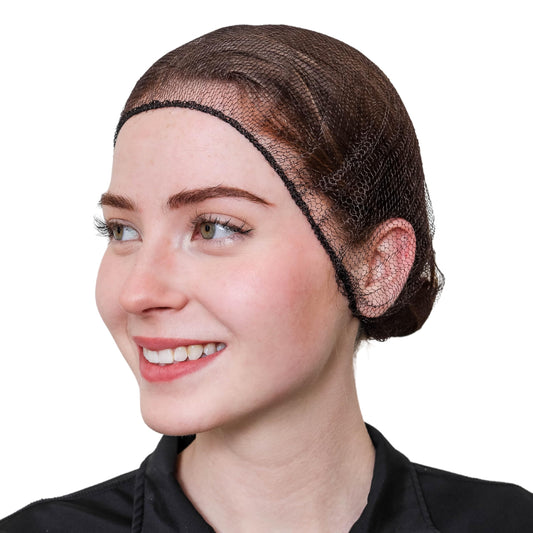 SAFEKO Disposable Honeycomb Nylon Hair Nets | Breathable | 100 Count [BROWN | 24”]