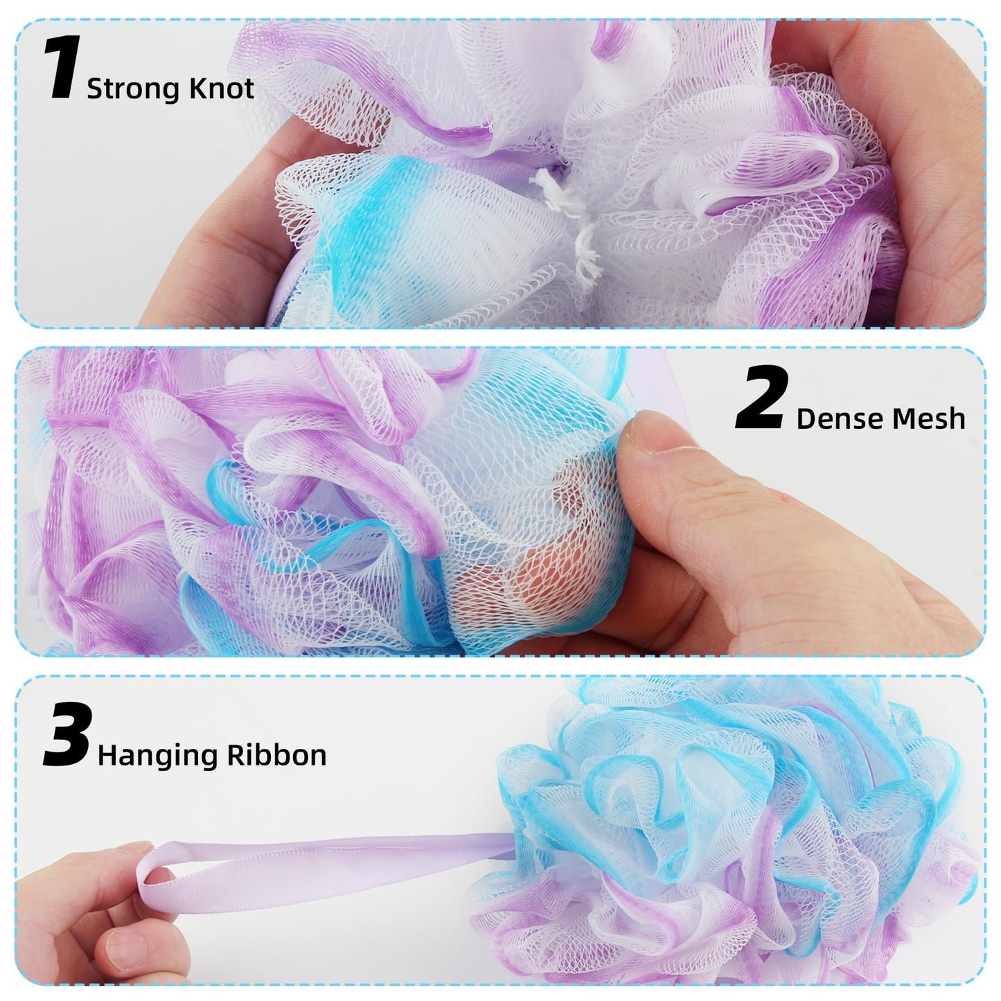 Chuya Bath Sponges Loofahs 70 Grams Large Size,4 Pack Shower Sponge Exfoliating Cleaning Bath Loofa Body Scrubber Balls for Women Men Children Washing Beauty and Personal Care Chuya