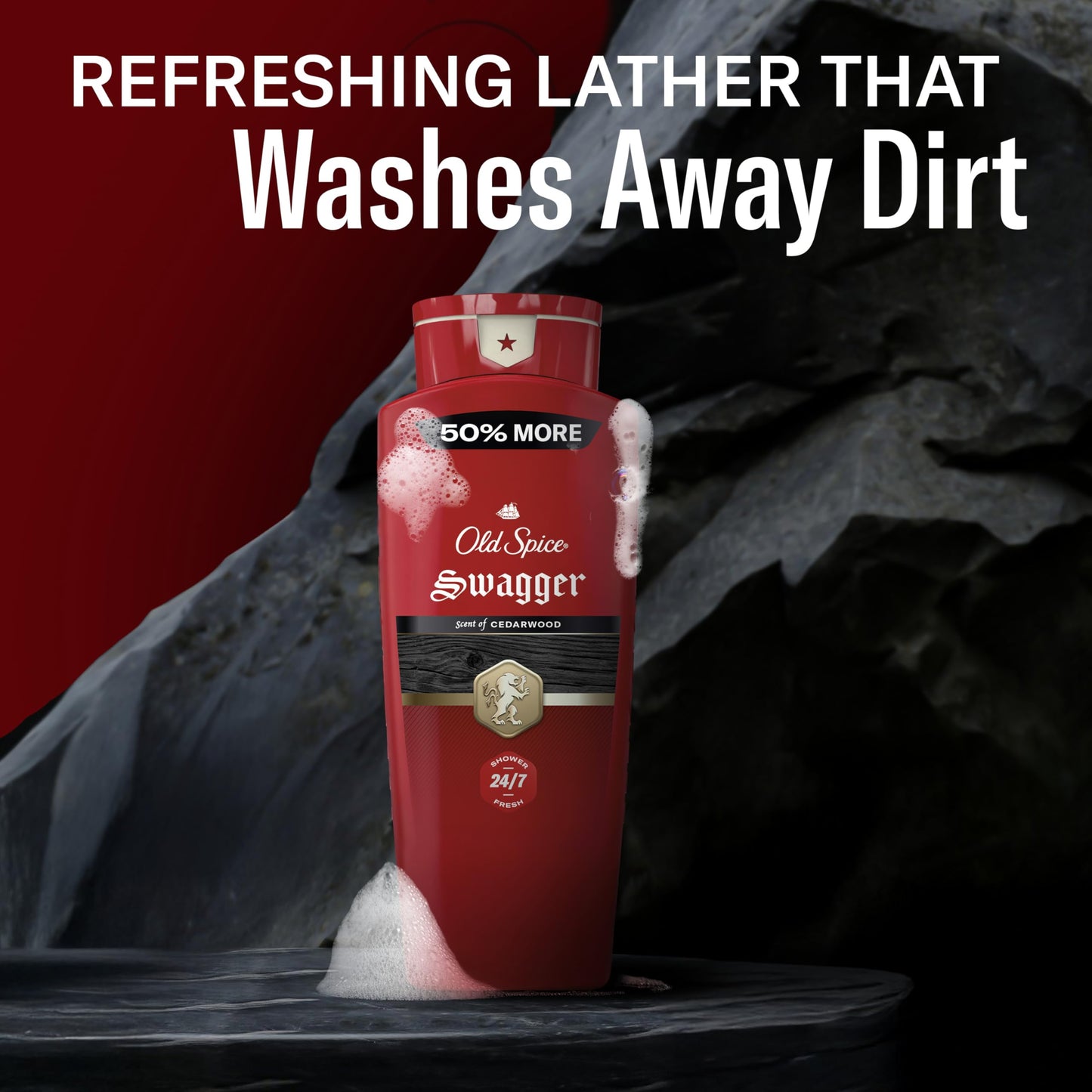 Old Spice Body Wash for Men, 24/7 Shower Fresh, Refreshing Clean with Moisturizing Formula, Long-Lasting Fragrance, Red Collection, Swagger with Lime Beauty and Personal Care Old Spice