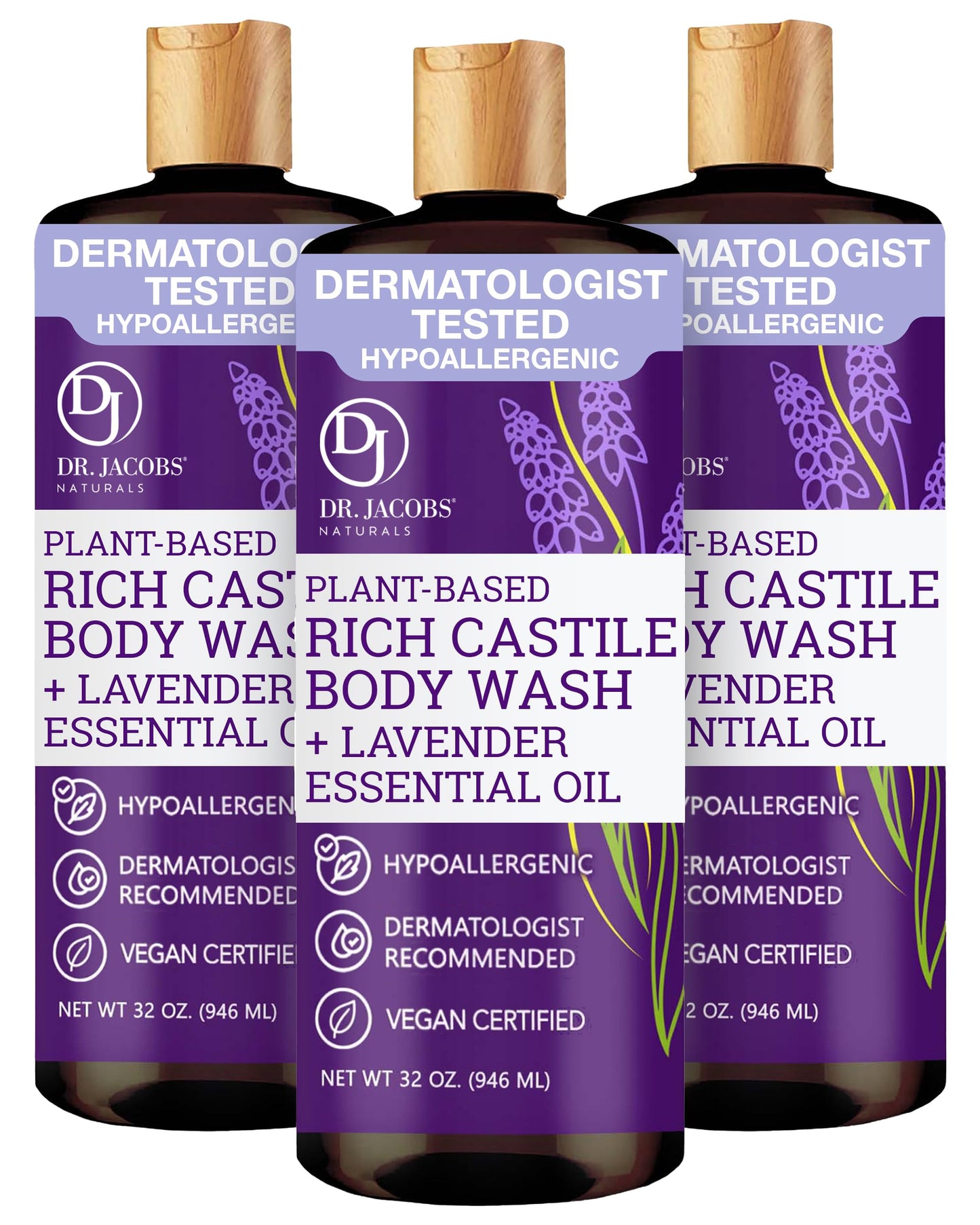 Dr. Jacobs Naturals Pure Castile Soap Liquid Body Wash, Lavender - Plant Based Soap Infused with Vitamin E and Aloe Vera to Moisturize Dry Beauty & Personal Care DR.JACOBS NATURALS