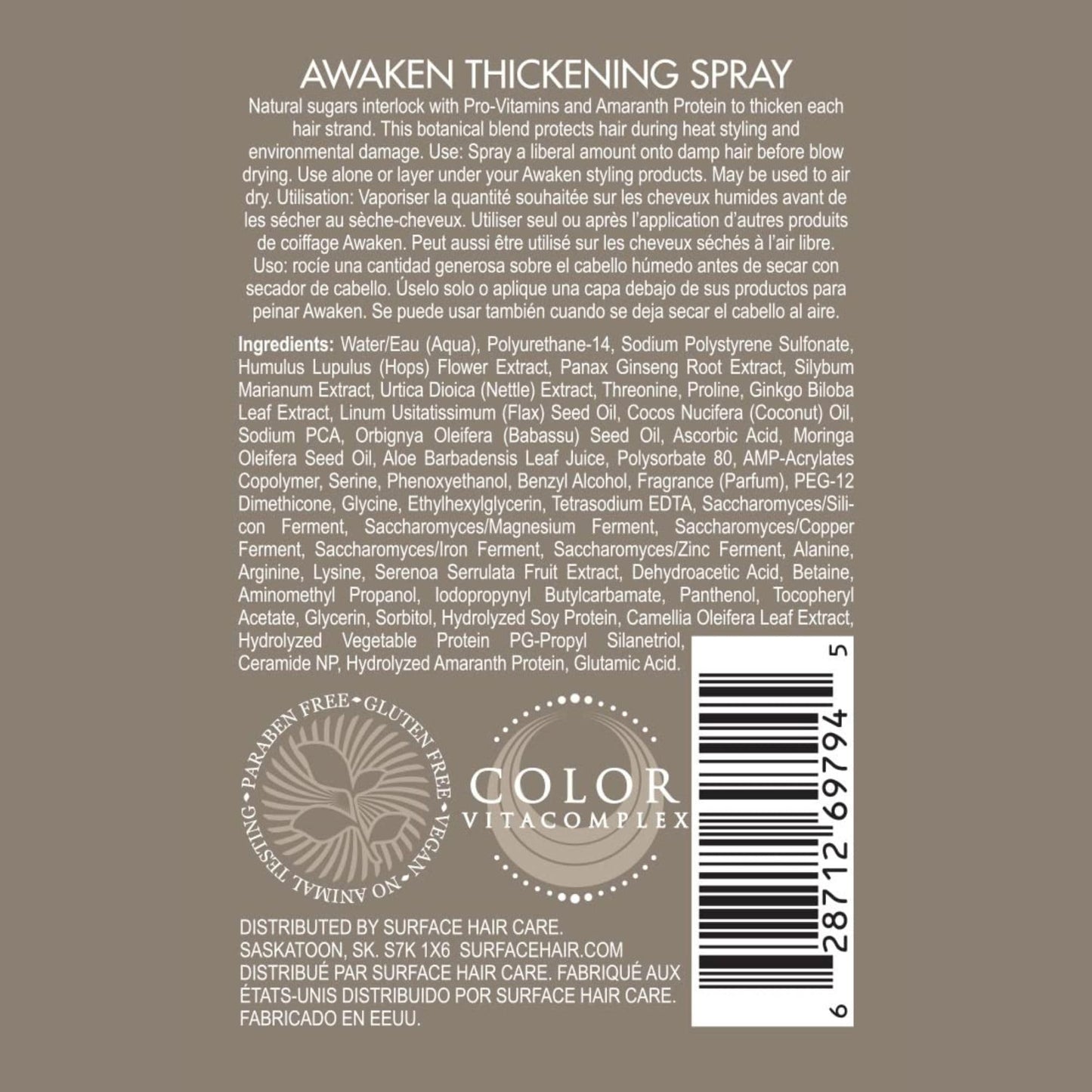 SURFACE Hair - Awaken Thickening Spray, Pre-Style Conditioning and Protection, 4 Fl. Oz. Beauty & Personal Care SURFACE