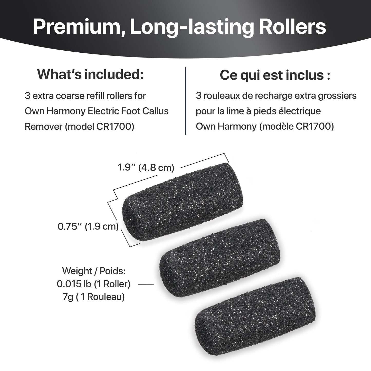 Extra Coarse Refill Rollers by Own Harmony - Best Fit for Electric Callus Remover CR1700: Professional Foot Care for Healthy Feet, Pedicure File Tools Beauty & Personal Care Own Harmony