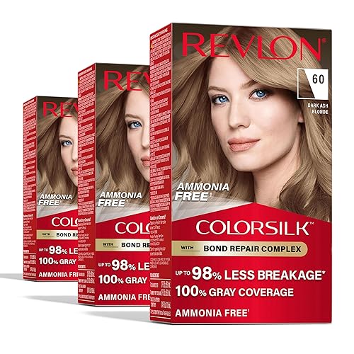 Revlon ColorSilk with Bond Repair Complex, Blonde Permanent Hair Color, 100% Gray Coverage, Ammonia Free Hair Dye, Vegan Keratin, 60 Dark Ash Blonde Beauty & Personal Care REVLON