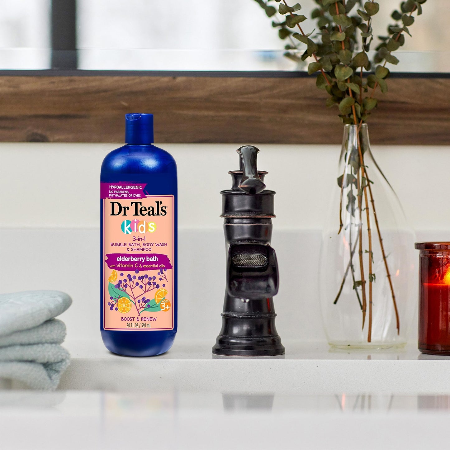 Dr Teal's Kids 3-in-1 Elderberry Bath: Bubble Bath, Body Wash & Shampoo, 20 fl oz. Beauty & Personal Care Dr Teal's