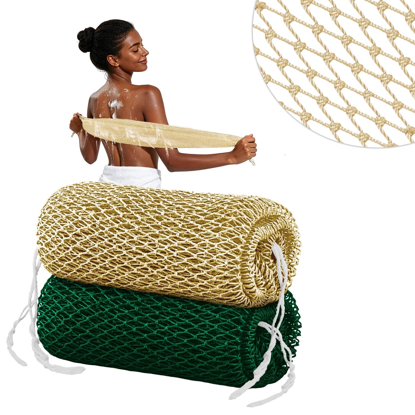 Cleangor 2Pcs African Net Sponge Authentic with Knots - Exfoliating Body Beauty and Personal Care CLEANGOR Default Title