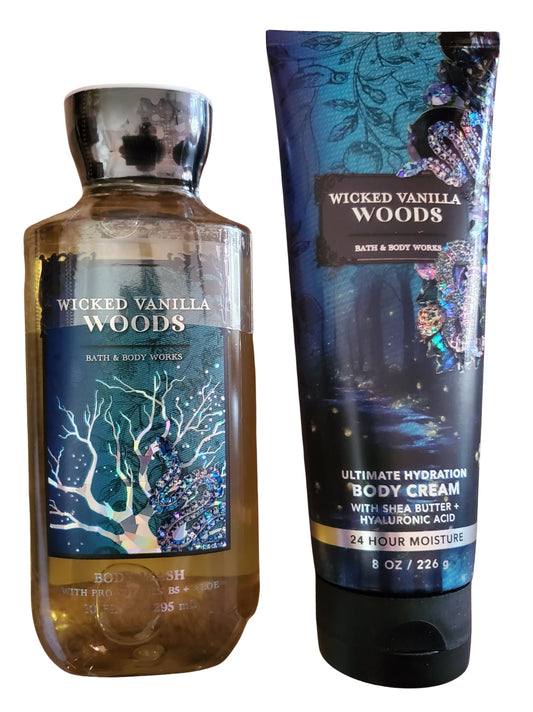Bath & Body Works Wicked Vanilla Woods Ultimate Hydration Body Cream and Body Gel Wash 2 Piece Set Beauty & Personal Care Bath & Body Works