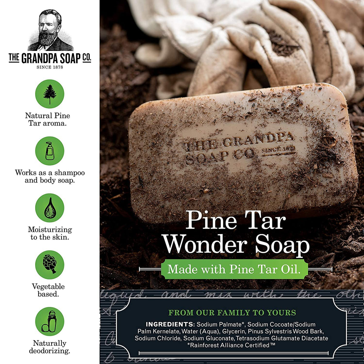 Grandpa's Pine Tar Soap 4.25 Ounce (Pack of 2) Beauty & Personal Care Grandpa's