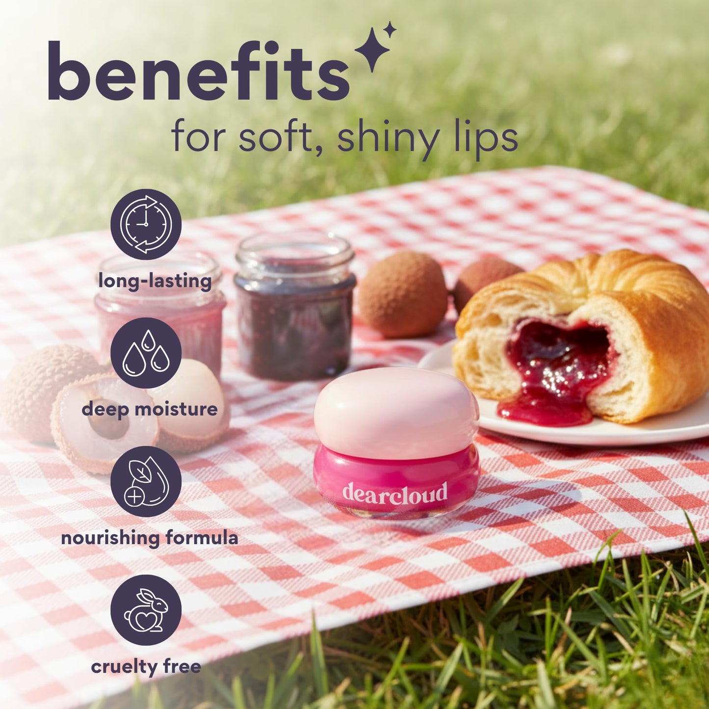 dearcloud Dewy Lip Jam - Lip Balm with Vitamin E (Pink Lychee) Beauty and Personal Care dearcloud