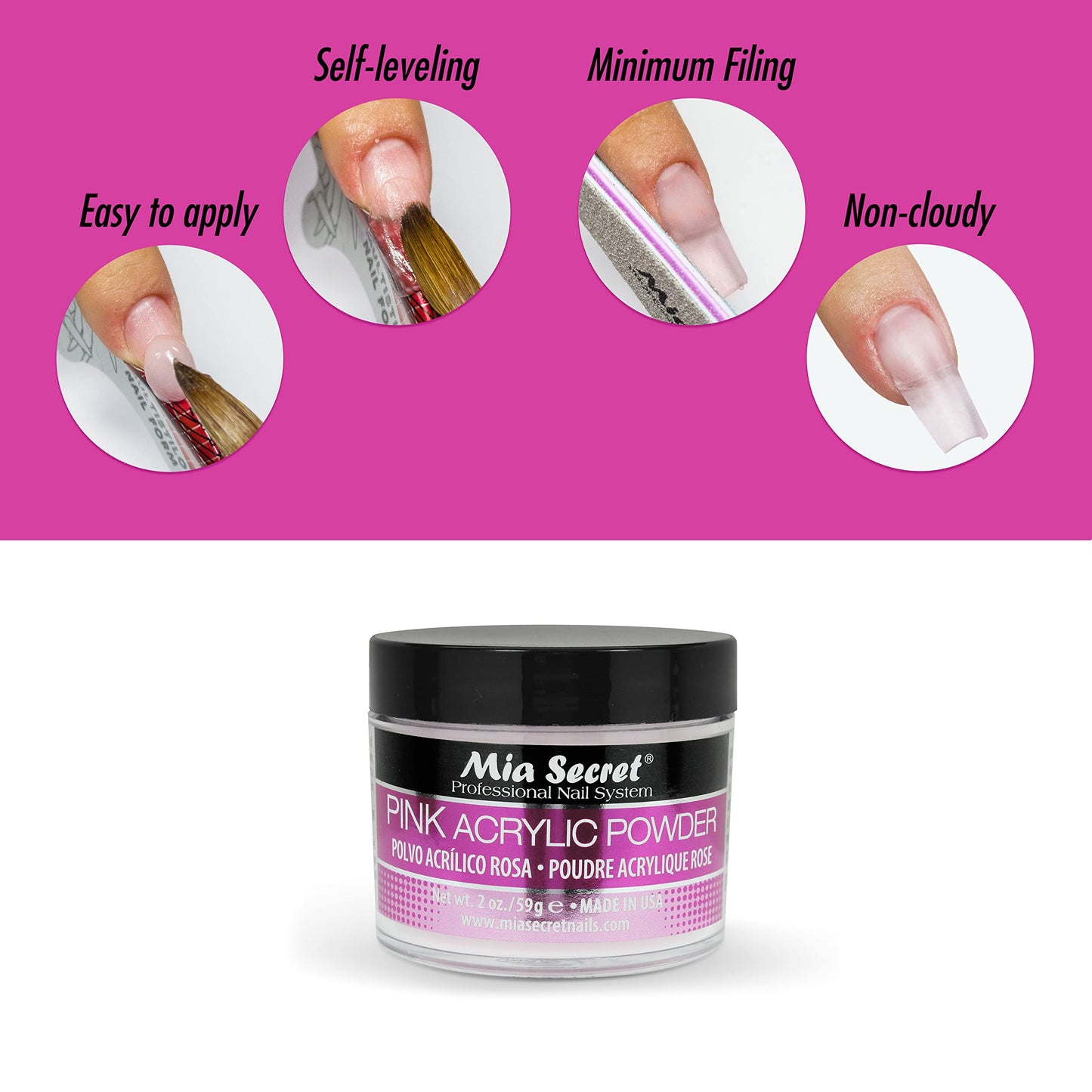Mia Secret Professional Acrylic Nail System Pink Acrylic Powder 2 OZ Beauty & Personal Care Mia