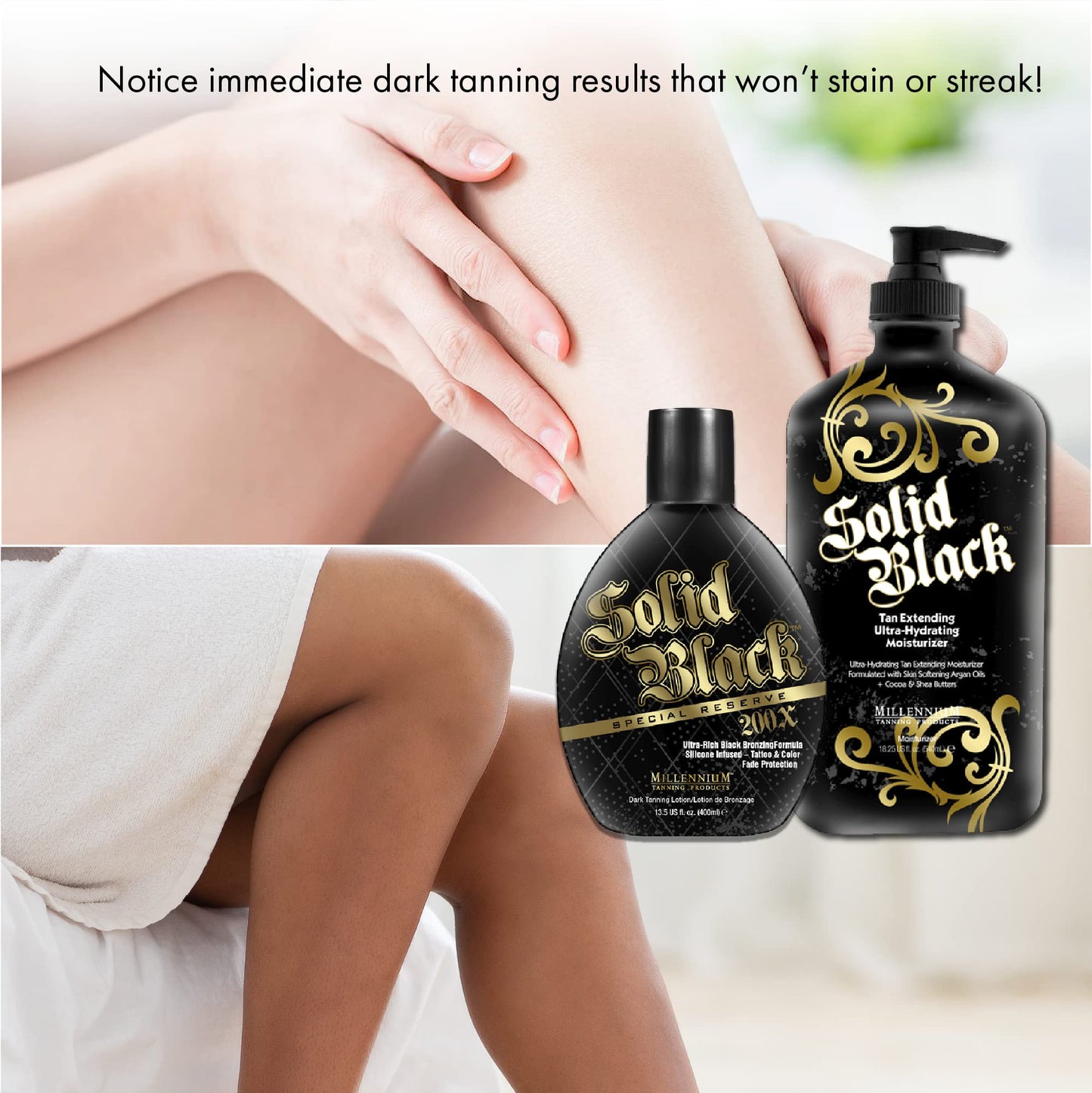 Millennium Tanning Solid Black 200X Tanning Lotion & Tan Extender Lotion, 13.50 & 18.25 Fluid Ounces Beauty & Personal Care Millennium Tanning