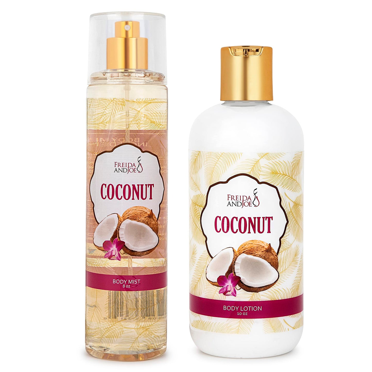 Home Spa Gift 10oz Deep Moisturizing Fragrance Body Lotion & 8 oz. Fine Fragrance Body Mist Set Luxury Self-Care Combo for Women and Girls (Coconut) Beauty & Personal Care Freida and Joe