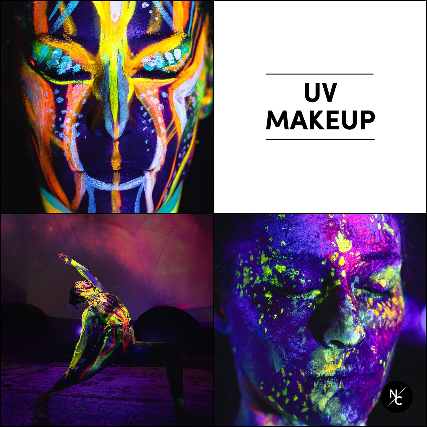 Narrative Cosmetics UV Fluorescent Alcohol Airbrush Paints - 2 fl oz, Glow Effect, Waterproof, Sweatproof, Highly Pigmented Liquid Makeup Beauty & Personal Care Narrative Cosmetics