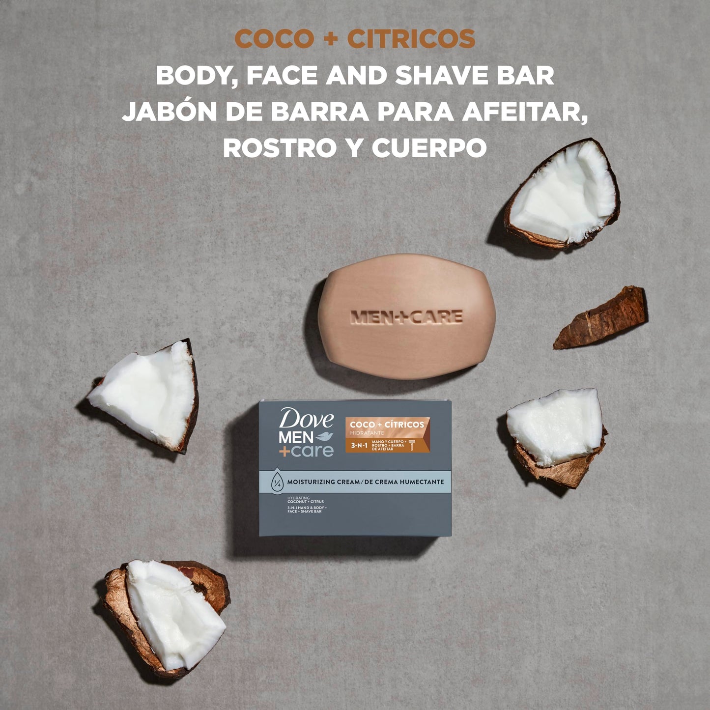 DOVE MEN + CARE Hidratante Coco + Cítricos Hand & Body Face + Shave Bar 6 Count for Hydrated Skin 3.75 oz Beauty & Personal Care DOVE MEN + CARE