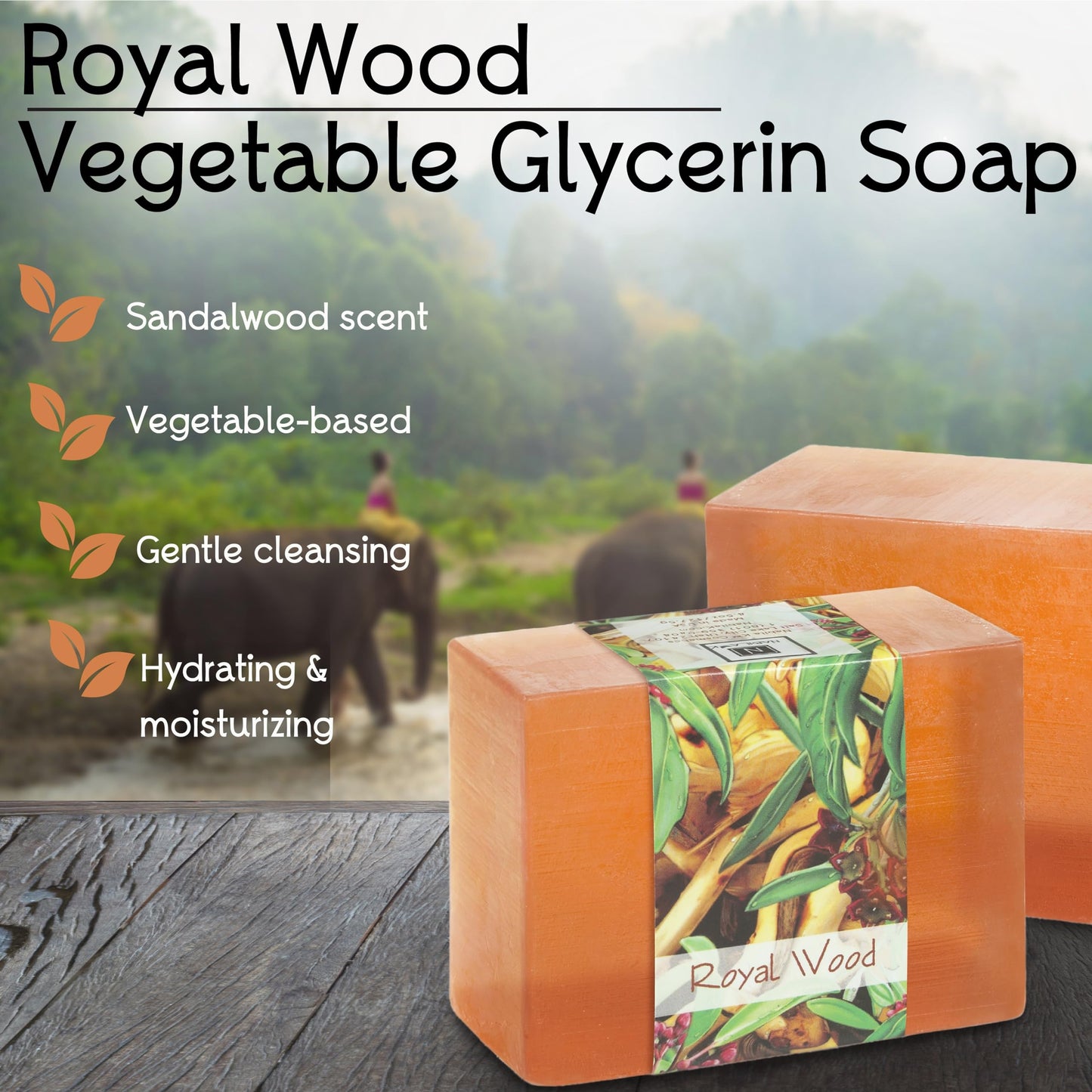Nabila K Royal Wood Glycerin Bar Soap | Sandalwood Scent | Natural, Vegan, Hypoallergenic | 100% Vegetable Glycerin, Sulfate-Free, Paraben-Free | 4.5 Beauty & Personal Care Nabila K