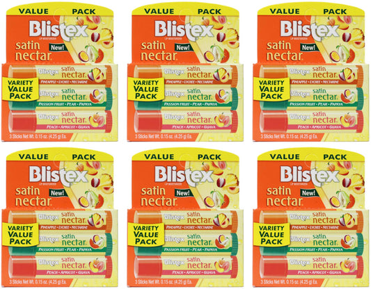 Blistex Satin Nectar Lip Moisturizer Variety Value Pack 0.15 Ounce Each (6 Pack) Beauty and Personal Care Blistex
