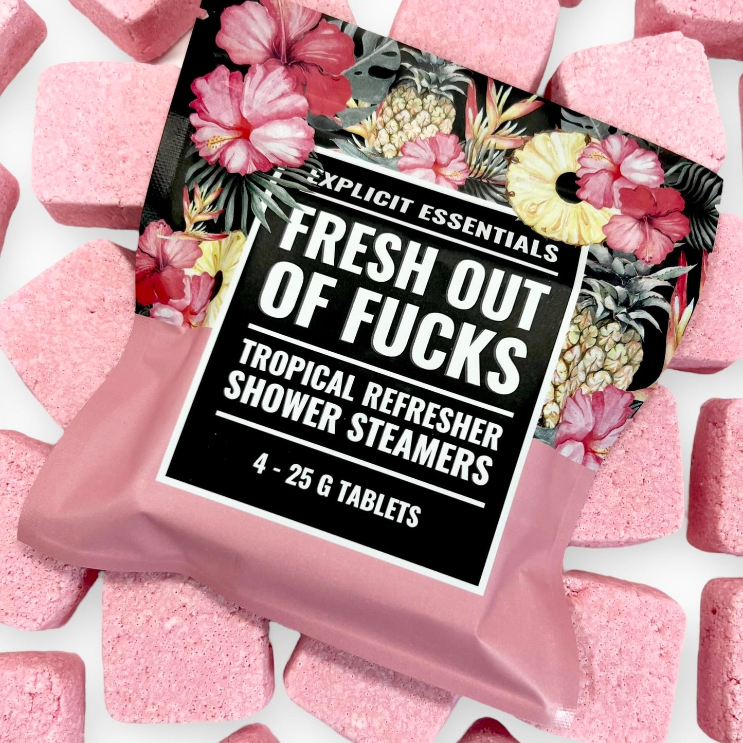 Explicit Essentials Fresh Outta F’s Shower Steamers - Tropical Hibiscus Aromatherapy Shower Steamer for Relaxation & Stress Relief - Spa Shower Tablet Beauty and Personal Care Explicit Essentials