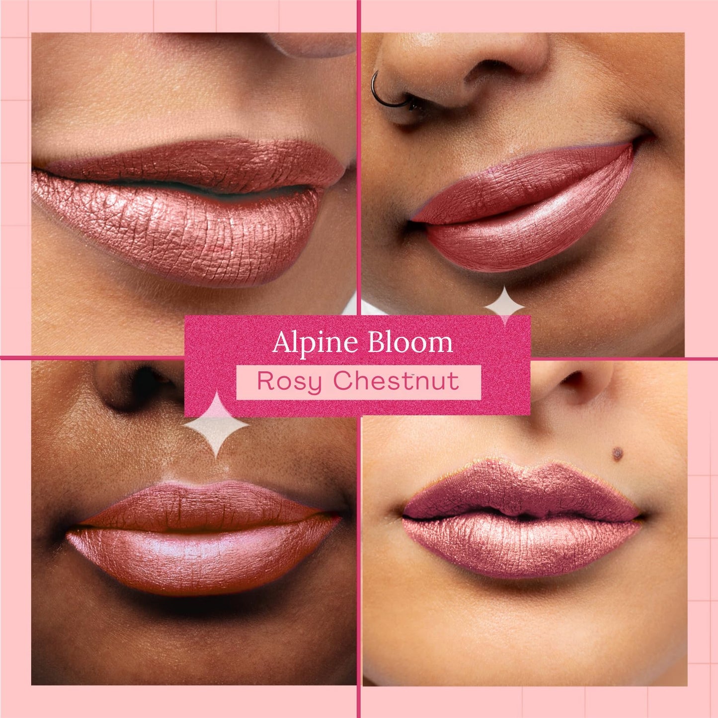 Aromi Metallic Liquid Lipstick | Rosy Chestnut Lip Color with Shimmery Finish, Vegan, Pink Nude Shade, Long-lasting, Waterproof (Alpine Bloom) Beauty & Personal Care Aromi