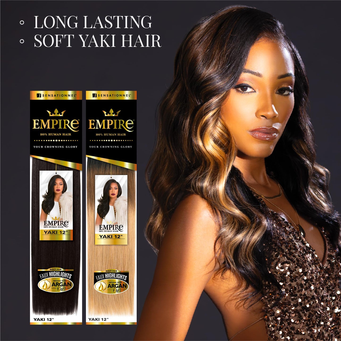 Sensationnel Empire yaki human hair - Tangle Free Weaving for Quick Weave and Sew in Styles for Faux Highlights and Fauxmiddlepart Leave Out - 1 Pack Beauty and Personal Care Sensationnel