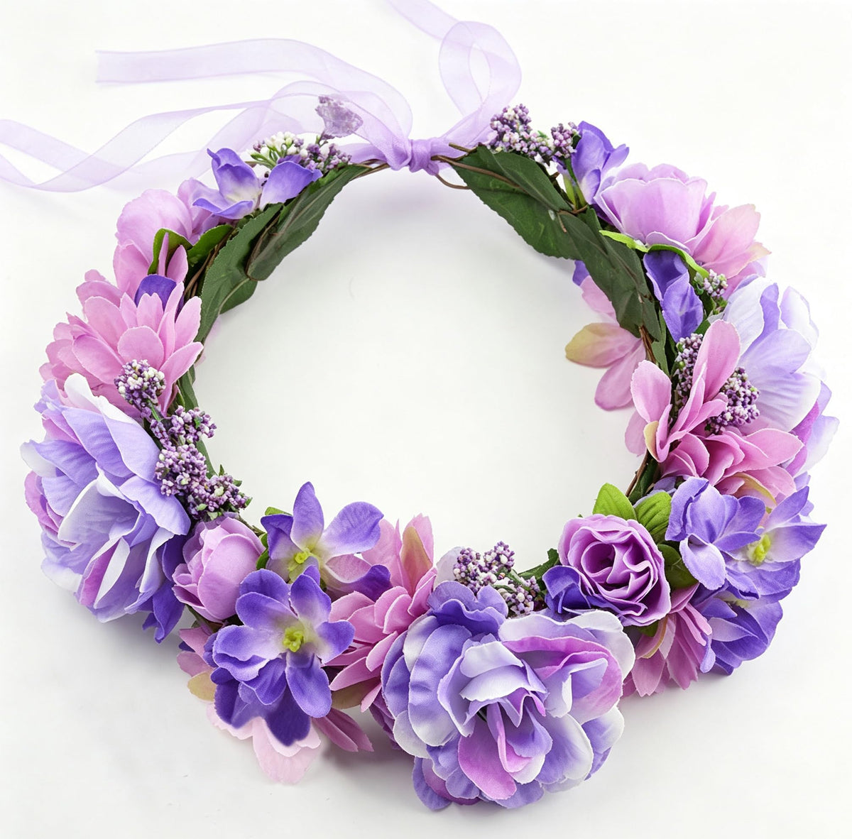 Vivivalue Rose Flower Crown Boho Flower Headband Wedding Party Purple