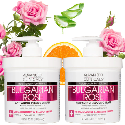 Advanced Clinicals Bulgarian Rose Lotion For Women | Rose Scented Vitamin C Body Lotion Cream | Anti Aging Vitamin E Moisturizer Body Butter Improves Beauty & Personal Care Advanced Clinicals
