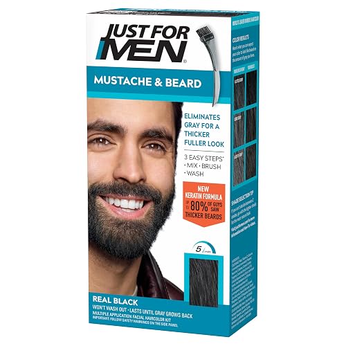 Just For Men Mustache & Beard multiple uses Beard Dye for Men with Brush Included, With Keratin Biotin Aloe and Coconut Oil for Healthy Facial Hair Beauty & Personal Care Just for Men
