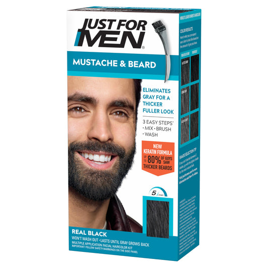 Just For Men Mustache & Beard multiple uses Beard Dye for Men with Brush Included, With Keratin Biotin Aloe and Coconut Oil for Healthy Facial Hair Beauty & Personal Care Just for Men