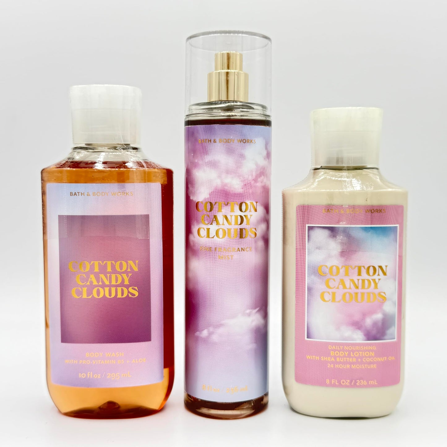 Bath & Body Works Cotton Candy Clouds 3-Piece Set - Includes: Body Wash, Fine Fragrance Mist and Body Lotion Beauty and Personal Care Bath & Body Works