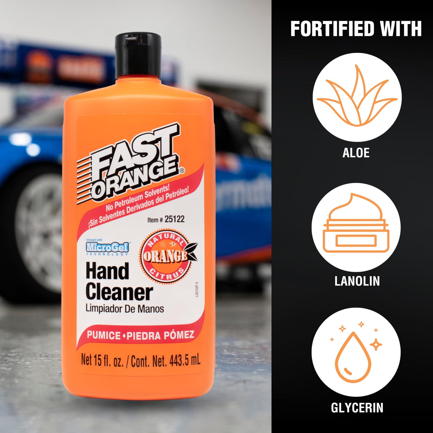 Fast Orange 25122 Pumice Lotion, Heavy Duty Hand Cleaner, Natural Citrus Scent, Waterless Cleaner For Mechanics, Strong Grease Fighter, 15 oz Beauty & Personal Care Fast Orange