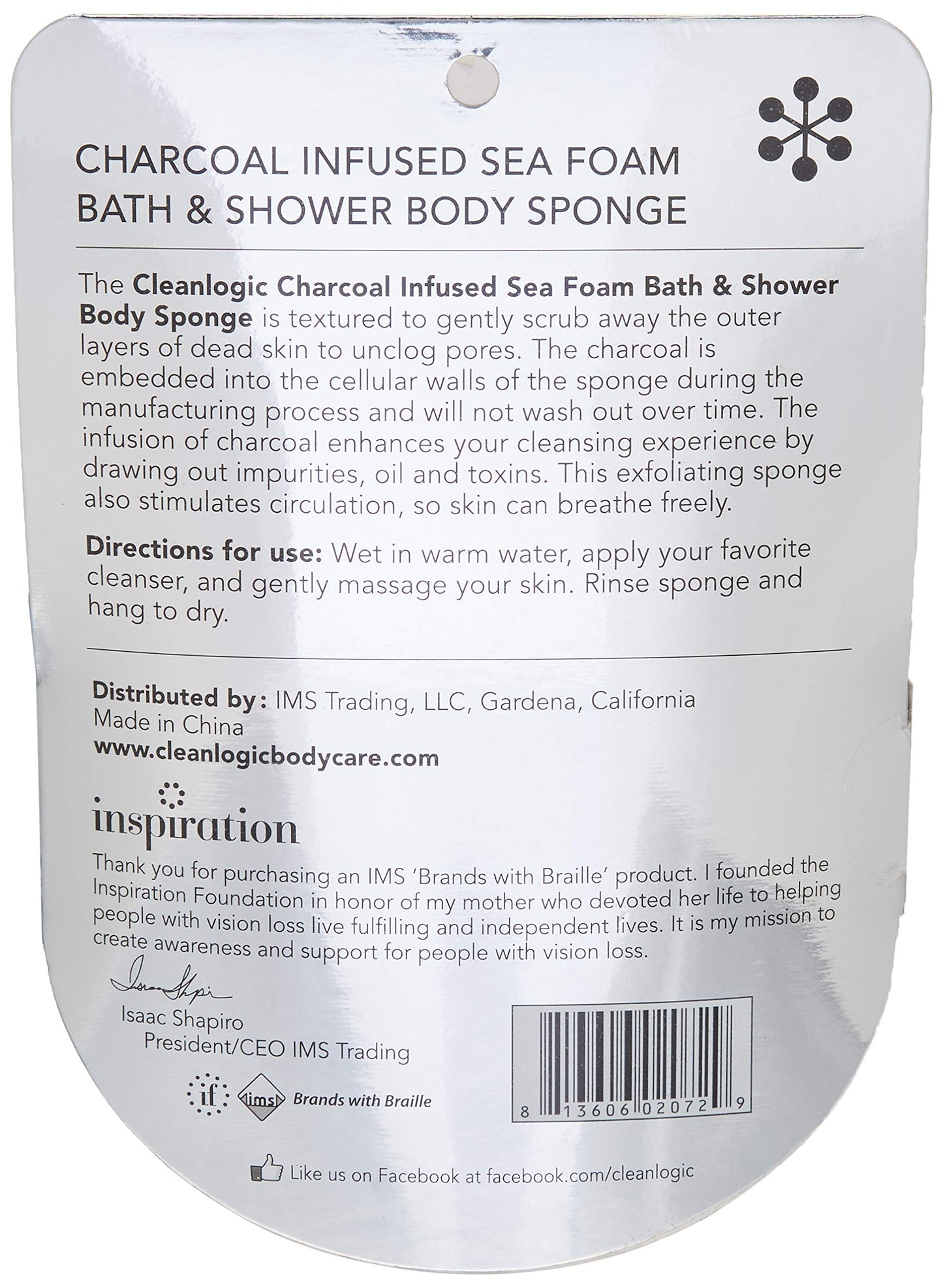 Clean Logic Charcoal Infused Sea Foam Body Sponge (6 Pack) Beauty & Personal Care Cleanlogic