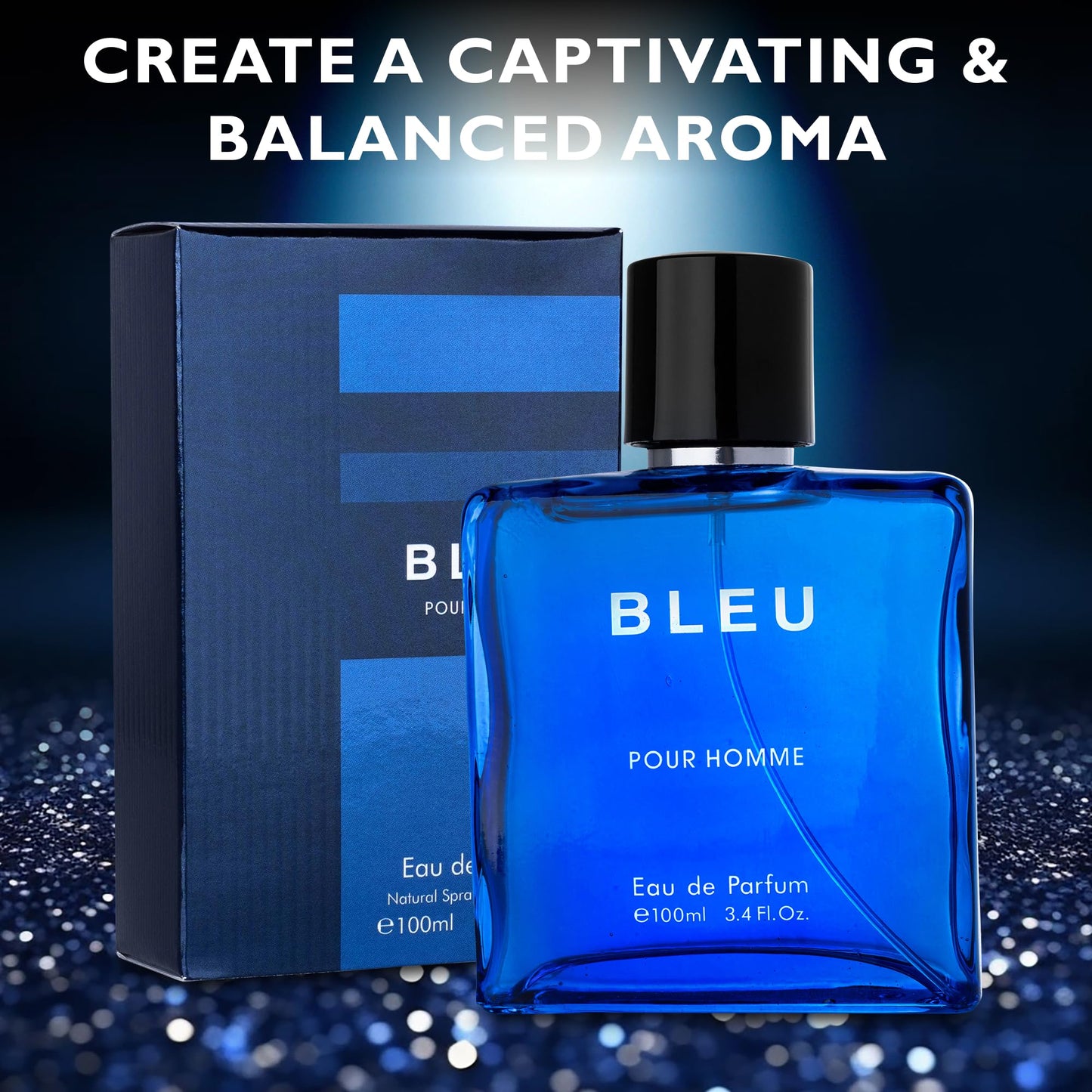 Bleu for Men Eau De Parfum - Blend of Citrusy Top Notes, Aromatic Spices & Warm Woody Undertones - Combination of Grapefruit, Lemon, Mint & Pink Beauty & Personal Care URBAN COLLECTION