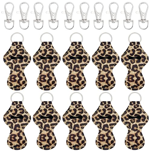 allydrew 10 Pack Chapstick Holder Keychain, Keyring for Lip Balm Lip Gloss Lipstick with 10 Pieces Metal Keyring Clasps, Leopard Beauty & Personal Care allydrew