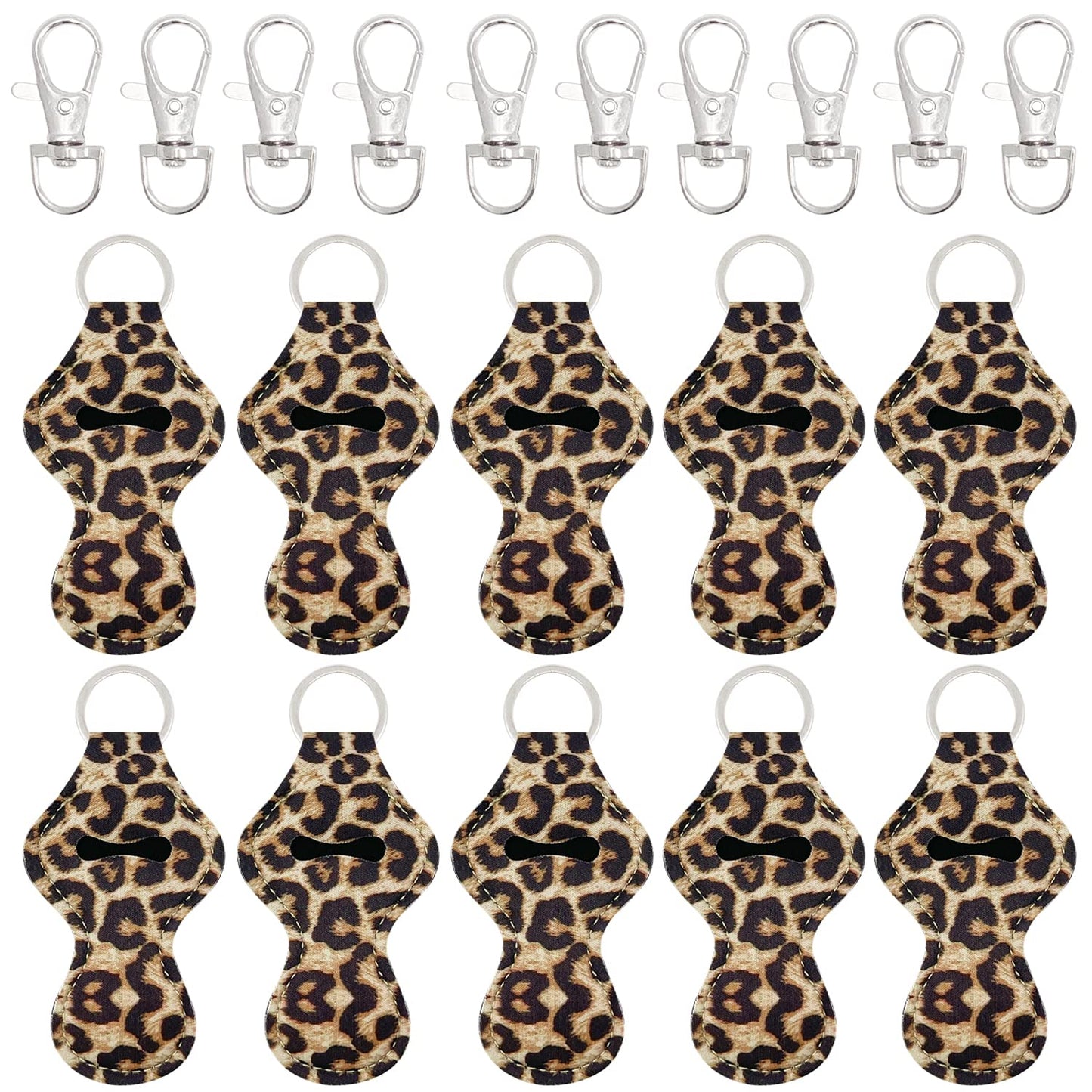 allydrew 10 Pack Chapstick Holder Keychain, Keyring for Lip Balm Lip Gloss Lipstick with 10 Pieces Metal Keyring Clasps, Leopard Beauty & Personal Care allydrew