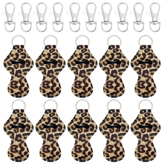 allydrew 10 Pack Chapstick Holder Keychain, Keyring for Lip Balm Lip Gloss Lipstick with 10 Pieces Metal Keyring Clasps, Leopard Beauty & Personal Care allydrew