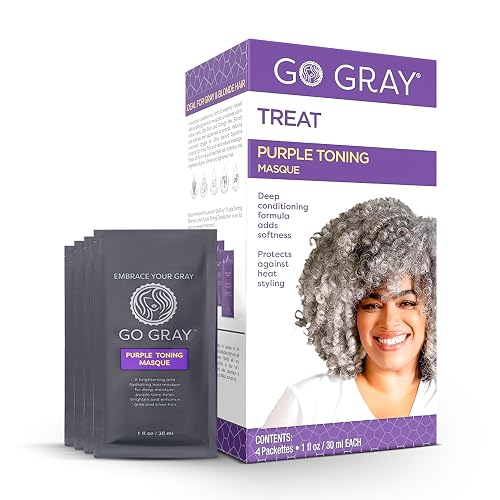 Go Gray Treatment System (Treat), Purple Toning Masque, 4 Packets, Purple Hair Mask Brightens, Tones, & Hydrates Gray and Silver Hair Beauty & Personal Care Go Gray