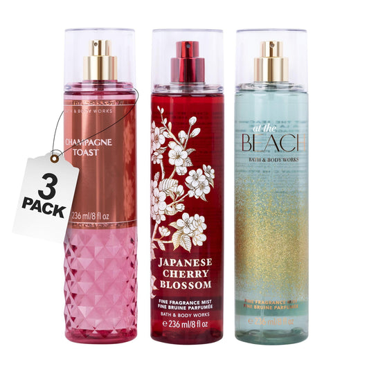 Avir Fine Fragrance Body Mist Spray Gift set At The Beach japanese Cherry Blossom Champagne Toast 24 oz total Beauty & Personal Care Avir