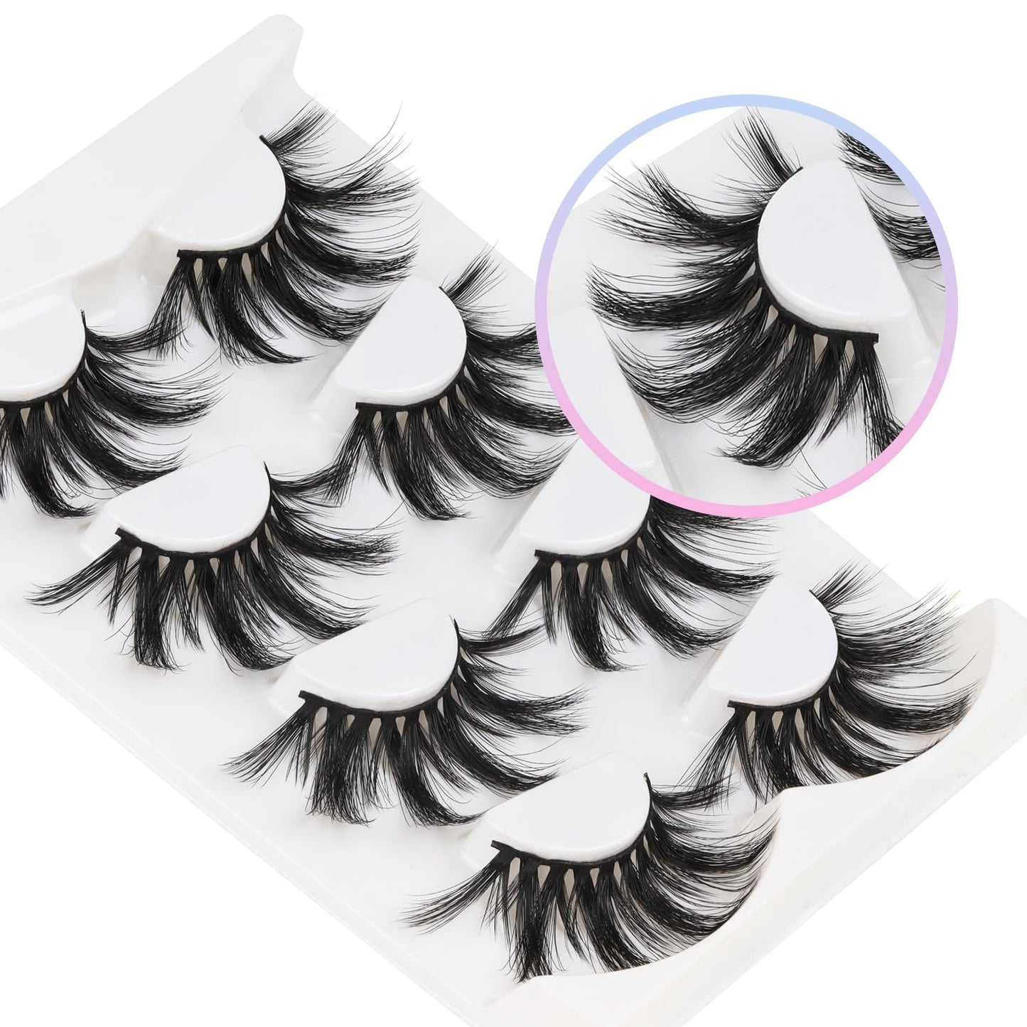Losha 25mm Lashes 3D Faux Mink Lashes Fluffy Volume Eyelashes Thick Crossed Luxurious Soft Wispy Lashes Pack 4 Pairs Dramatic Eye Makeup (45A) Beauty & Personal Care Losha