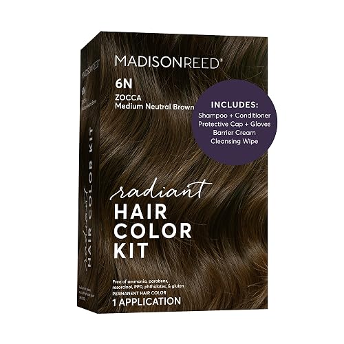 Madison Reed Radiant Hair Color Kit - 6N Medium Neutral Brown (Zocca Brown), Salon-Quality Permanent Hair Dye, Superior Gray Coverage & Dimensional Beauty & Personal Care Madison Reed