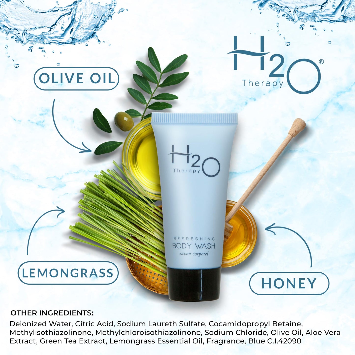 H2O Therapy Body Wash Soap, Travel Size Hotel Hospitality, 1 oz (Case of 300) Beauty & Personal Care H2O Therapy