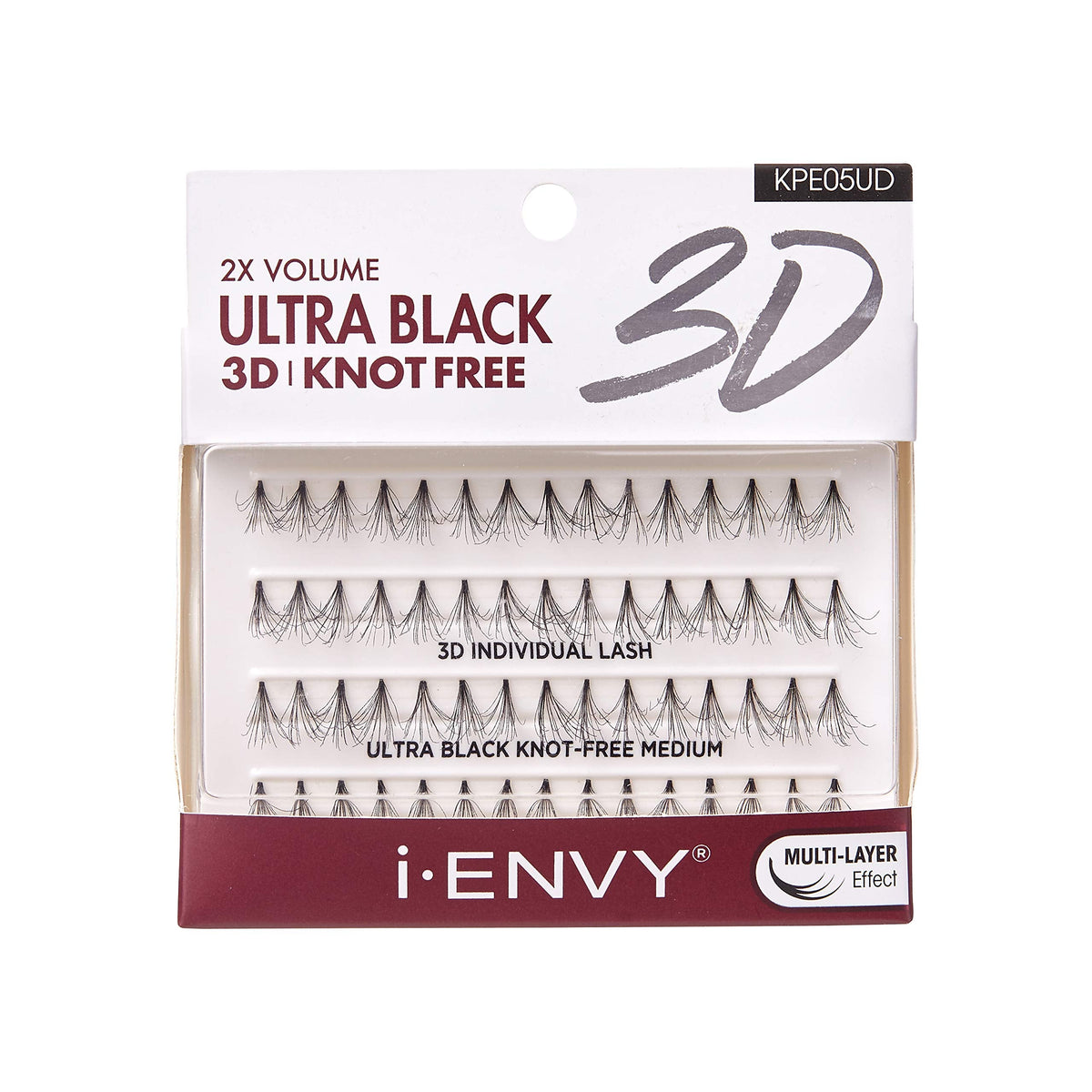 iENVY 3D Individual Lash Knot Free Ultra Black 2X Volume (3 Pack Medium) Beauty & Personal Care i•ENVY