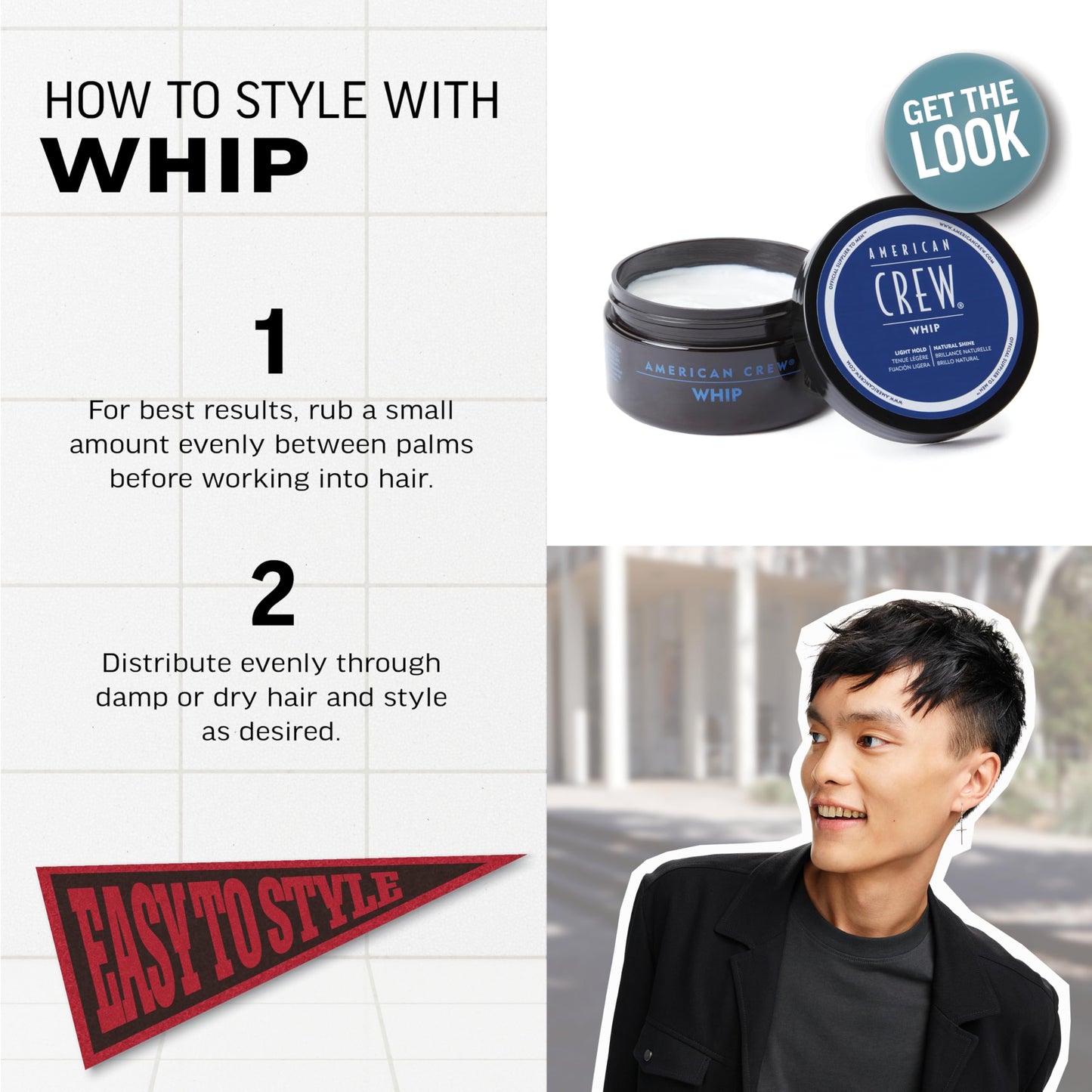 American Crew Men's Whip Styling Cream, Like Hair Gel with Light Hold & Natural Shine, 3 oz Beauty & Personal Care AMERICAN CREW