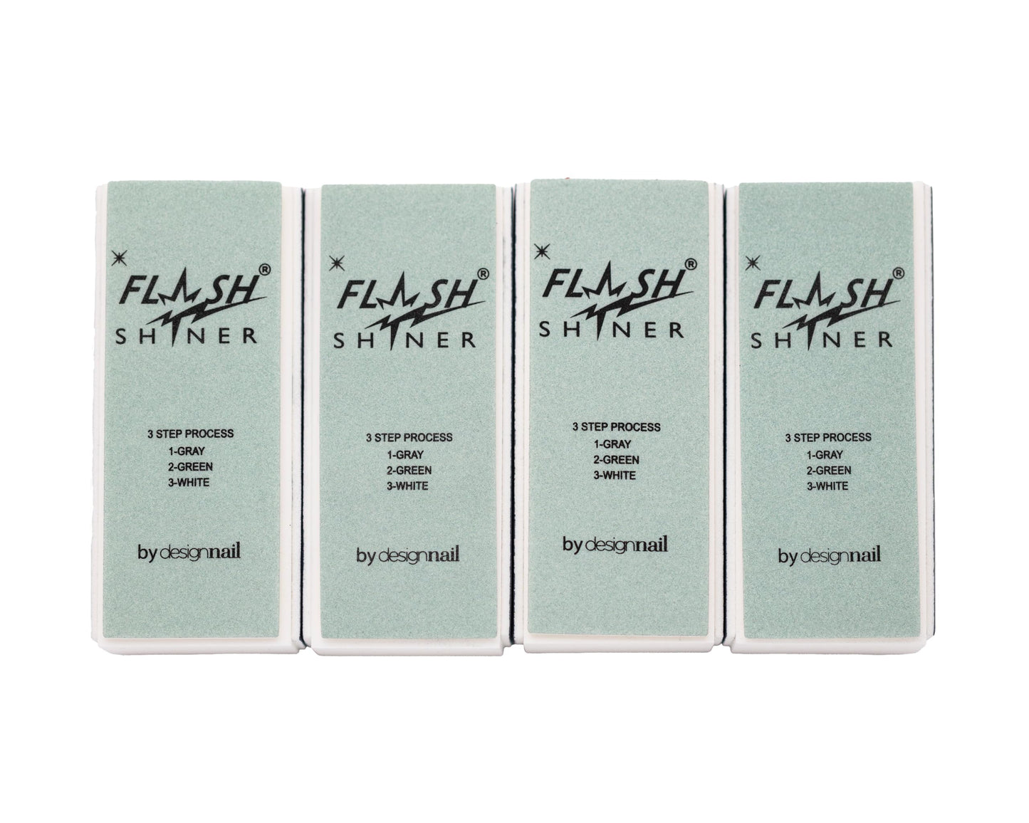 Flash Shiner® Block - 3-Way Nail Buffer (Gray/Black, Green & White) - Pack of 4 - Professional Nail Buffer for Natural Shine - Smooths, Conditions Beauty & Personal Care Design Nail