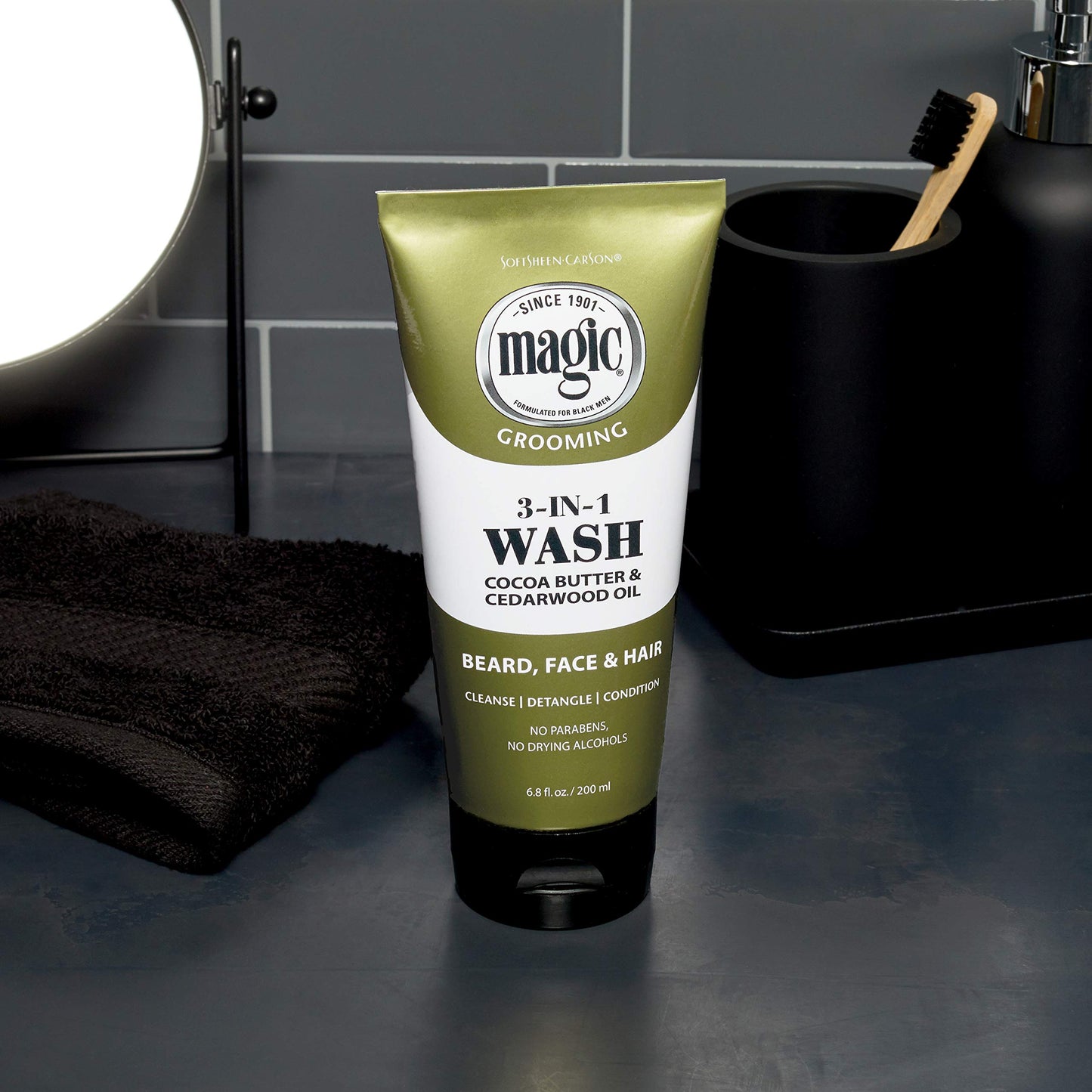 SoftSheen-Carson Magic Beard Wash 3 In 1 Cleanses and Conditions for Face, Beard and Hair, With Cocoa Butter and Shea Butter, 6.8 fluid ounces Beauty & Personal Care SoftSheen